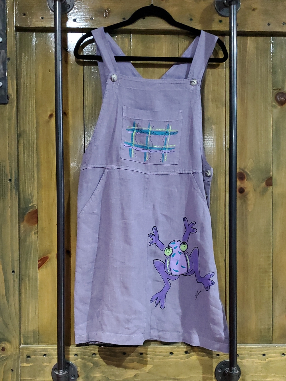 Lavender Frog Overall Dress Sapo Critter Water Garden Animal Amphibious Pond